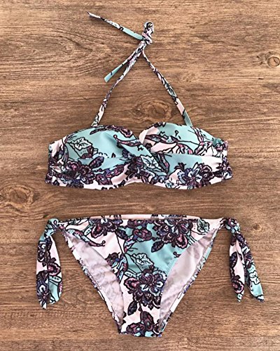 Mujer Trajes de Baño Bañadores Beachwear Imprimir Bandeau Push Up sin Tirantes Swimwear Bikinis M