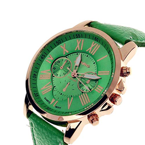 mujeres reloj cuarzo analógico reloj de pulsera Mode Ginebra Reloj doble piel Reloj para mujeres Con batería verde