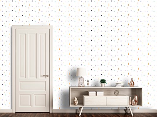 murando Papel Pintado 10 m Fotomurales tejido no tejido rollo Decoración de Pared decorativos Murales XXL moderna de Diseno Fotográfico - Guarderia Triangulos Blancos f-B-0178-j-a