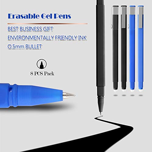 Muro Business Office - Bolígrafo de gel borrable (punta fina, 0,5 mm, sin necesidad de apagado, tinta negra para completar Sudoku y crucigramas, 8 unidades)