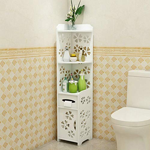 MVLJ Ducha Plataforma 5-Tier Suelo Blanco Que se coloca Alto baño Gabinete de Almacenamiento con estanterías y cajones for Oficina Cocina Dormitorio Accesorios de baño