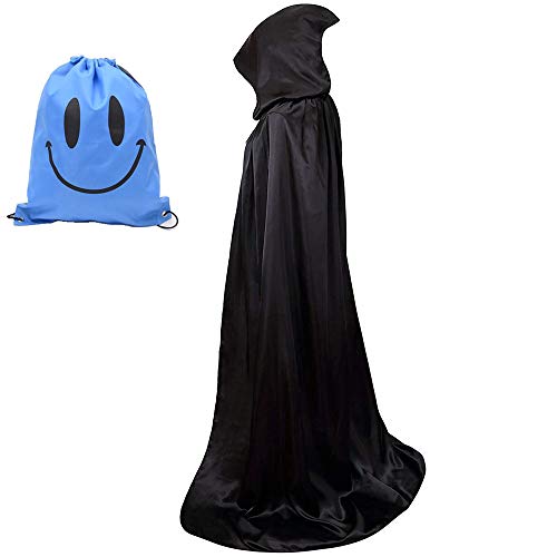 Myir Largo Capa con Capucha, Unisex Adulto Niños Disfraz de Halloween Fiesta Disfraces Vampiro Traje (XXL, Negro)