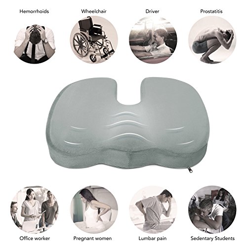 Naipo Cojín para Asiento de Espuma con Memoria Cojín Ergonómico de Forma U con Funda Lavable de Terciopelo Proteger Lumbares para Casa, Coche, Oficina, Viajes