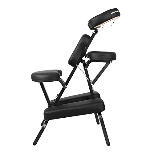 Naipo Silla de Masaje Plegable Ligera y Portátil para Fisioterapia, Tatuaje y Rehabilitación con Reposabrazos Ajustable, Soporte Pectoral, Reposacabezas y Funda de Transporte Oxford Negro (9.3 kg)