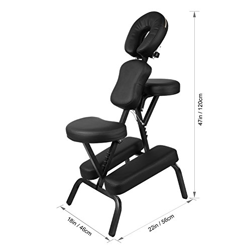 Naipo Silla de Masaje Plegable Ligera y Portátil para Fisioterapia, Tatuaje y Rehabilitación con Reposabrazos Ajustable, Soporte Pectoral, Reposacabezas y Funda de Transporte Oxford Negro (9.3 kg)