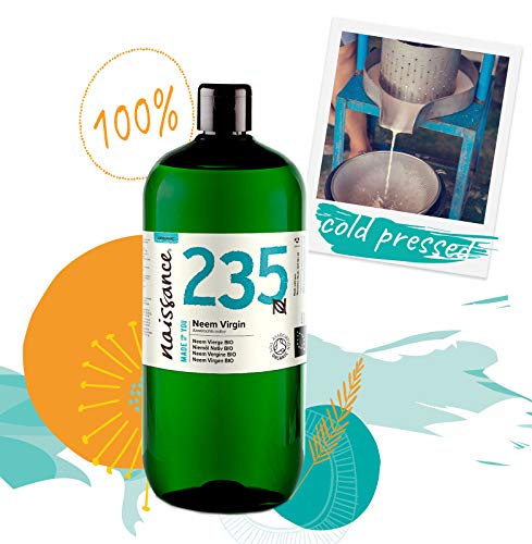 Naissance Aceite Vegetal de Neem Virgen BIO n. º 235 – 1 Litro - Puro, natural, certificado ecológico, prensado en frío, vegano y no OGM.