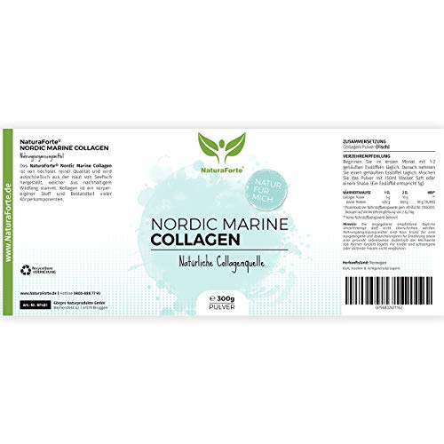 NaturaForte Colágeno Marino Hidrolizado 300g. Natural, Sin Azúcar, Sin Grasa, Sin Colesterol. Ayuda a Reducir los Signos de Envejecimiento.