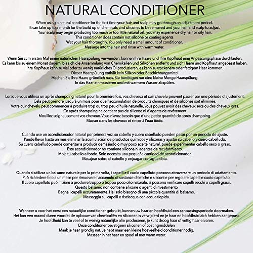 NATURAL - ACONDICIONADOR para CABELLO RIZADO - Con COCO, ARBOL DEL TÈ & MENTA - 250ml - por POO FREE - Sin Sulfatos, Sin Parabenos, Sin Silicona. Concentrado, Fàcil de Enjuagar.