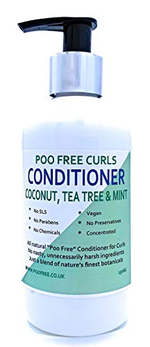 NATURAL - ACONDICIONADOR para CABELLO RIZADO - Con COCO, ARBOL DEL TÈ & MENTA - 250ml - por POO FREE - Sin Sulfatos, Sin Parabenos, Sin Silicona. Concentrado, Fàcil de Enjuagar.