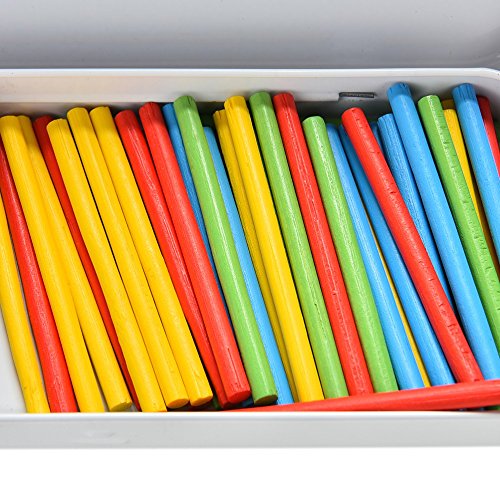 Natureich Montessori Juguete educativo de matemáticas de madera con caja de metal incluida para almacenar Aprendizaje de números con varillas de madera Coloridas