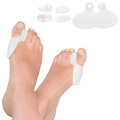 Navaris Separador para dedos del pie - Corrector ortopédico de juanetes y Hallux Valgus - 8 Correctores de gel silicona para aliviar el dolor de pies