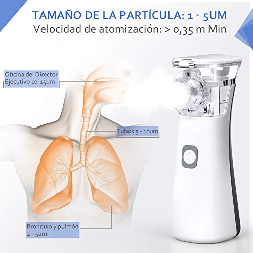 Nebulizador Portátil Inhalador Inhaladores para Niños y Adultos Eléctrico Silencioso Cable USB Recargable