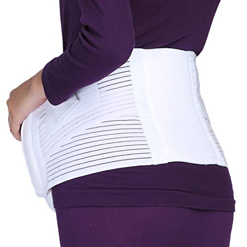 NEOtech Care Faja de Embarazo - Cinturón de Maternidad - premamá Banda para Abdomen/Cintura/Espalda, Apoyo para el Vientre - Marca (Blanco, M)