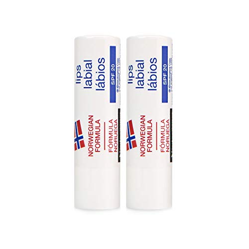 Neutrogena Fórmula Noruega, duplo protector labial, contra la sequedad, labios agrietados, Spf20-9.6 g