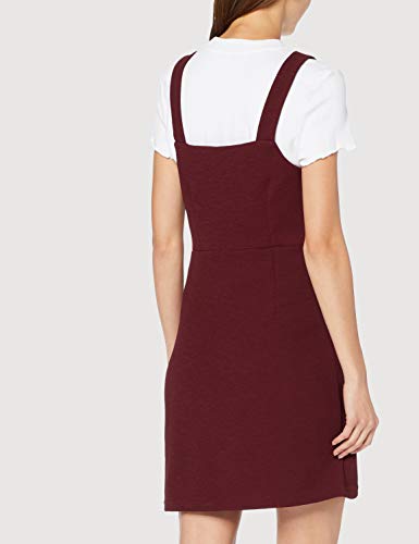 New Look ELE Crepe Fitted BTN Pinny Vestido, Rojo (Dark Burgundy 67), 46 ES para Mujer