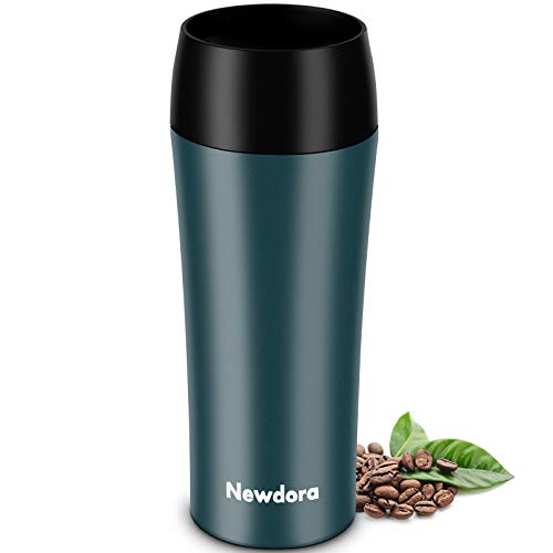 Newdora Termo Cafe, Botella Agua Acero Inoxidable, Tazas Cafe Personalizadas 380ML Travel Mug, Reutilizable Botella Termica para al Aire Libre, Camping, Gimnasio en Casa,Fácil de Limpiar,sin BPA-Verde