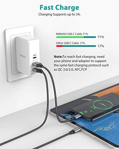 NIMASO Cable USB C 3A[4 Pack 0.3M+1M+2M+3M],Cable USB Tipo C para Carga y Sincronización Rápidas,Cargador Tipo C es Compatible con Samsung S10 S9 S8 A50 A70,Huawei P30 P20 Mate 20,Xiaomi Redmi Note 7…