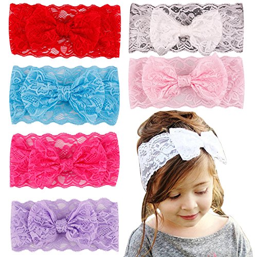 Niña de diademas, Flyfish 7-Pack Encantador Girls Lace Bowknot de La Flor Hairband de La Venda Headwear Tiara Hair Band Accesorios Para el Cabello