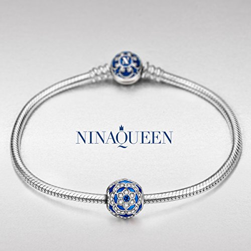 NINAQUEEN Charm Pandora Charms Loto Flor Regalos Originales Mujer Niña Regalos para Ella Plata 925 para Madre Novia Esposa