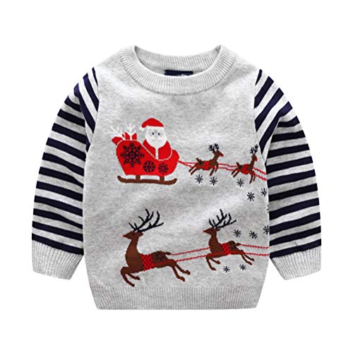 Niños Navidad Jersey Invierno Manga Larga Pull-Over Prendas de Punto Sudaderas Ropa 3-8 Años