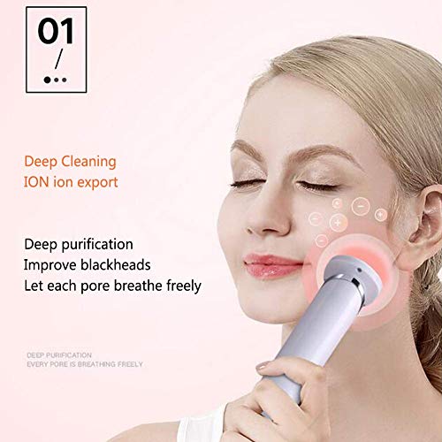 NMQQ Vibración Iontoforesis, Portable Handheld Sonic Electric Recargable Caliente y Fresco Instrumento de Belleza, Apriete la Máquina del Dispositivo del Cuidado de la Piel, Rosa