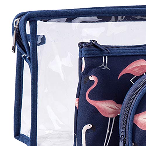 NONE 3Pcs Bolsa de Maquillaje Cosmético Flamingo Impreso Portátil Impermeable Bolsa de Maquillaje Transparente Bolsa de Almacenamiento Bolsa de Viaje Bolsa de Aseo- (Azul Oscuro)