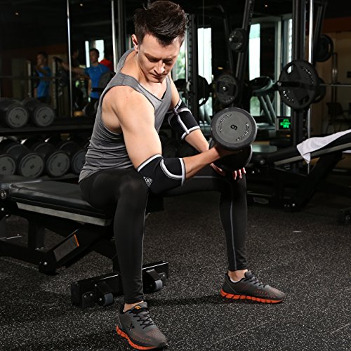 Nordic Lifting™ - Par de coderas de refuerzo y compresión para levantamiento de pesas, entrenamiento de potencia, CrossFit y Tenis. Fabricadas con neopreno de 5 mm para un gran rendimiento. Para hombre y mujer., mujer hombre, negro, Large