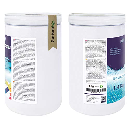 Nortembio Pool pH+ Plus 2x1,4 Kg, Elevador Natural pH+ para Piscina y SPA. Mejora la Calidad del Agua, Regulador pH, Beneficioso para la Salud.