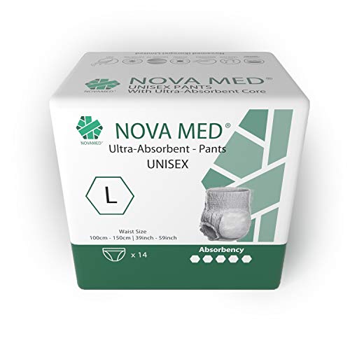 Novamed Almohadillas para incontinencia, pañales para adultos – 14 por paquete (grandes) – absorción de 1950 ml