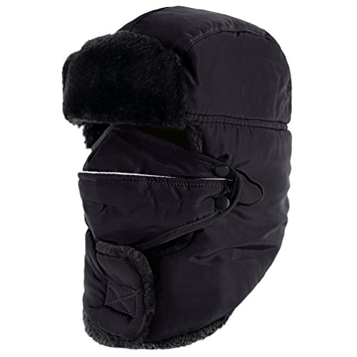 Novawo Gorros del Estilo Rusio Unisexos de Invierno Anti-viento con las Orejeras y la Protección de Cuello para Montar o Esquiar