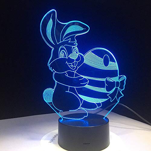 Nuevo Conejo Lindo Que Lleva Bola de Huevo Zanahoria luz Visual Cambio de Color luz Nocturna lámpara de Mesa ilusión niño bebé Dormitorio