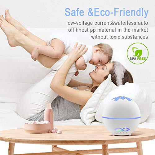 NUONA Humidificador Ultrasónico Silencioso, 400ml Aceites Esenciales Difusor Aromaterapia Con [7 Luces de Colores][Control Remoto][Temporizador] para Niños,Apartamento,Sala de Estar,Dormitorio,Oficina