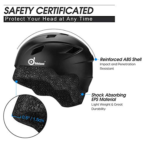 Odoland Kit de Casco de Esquí con Gafas de Esquí, Casco Deportivo Unisex para Adultos, Jóvenes y Niño, Protección UV 400 y a Prueba de Viento, Casco para Esquí y Montañismo, Negro, L:57-59cm