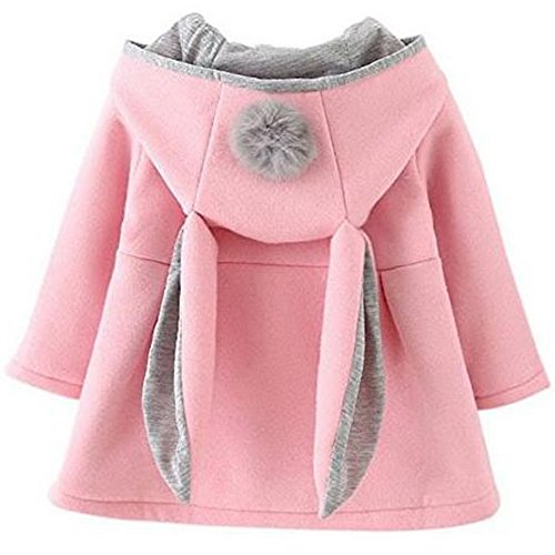 Odziezet Niña Chaqueta con Capucha Chaqueta de Algodón con Orejas de Conejo Otoño e Invierno para Bebés 0-6 años