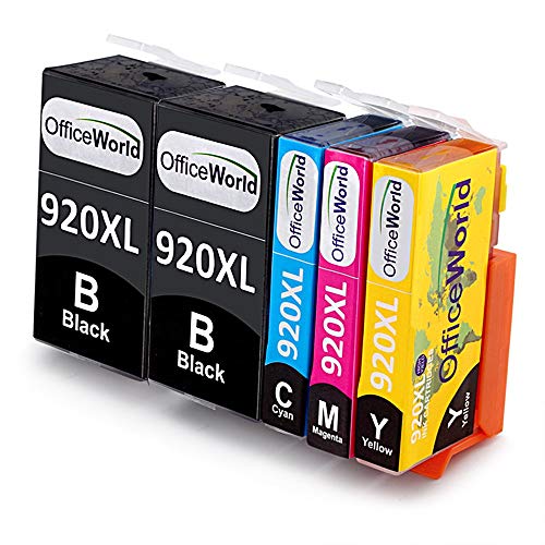 OfficeWorld 920XL Reemplazo para HP 920 Alta Capacidad Cartuchos de tinta Totalmente compatible con HP Officejet 7500A 7500 6000 6500 6500A 7000 (2 Negro, 1 Cian, 1 Magenta, 1 Amarillo)