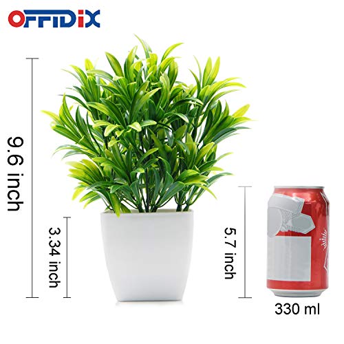 OFFIDIX Plantas Artificiales Mini Plantas de plástico con florero Cuadrado para Escritorio de Oficina, Plantas de plástico sintéticas para el hogar Plantas Falsas con macetas de plástico