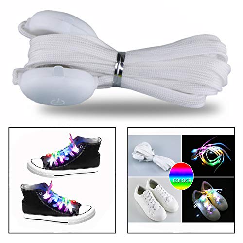 OFKPO 1 Par Cordones de Zapatos LED Multicolor Impermeables con 3 Modos luz Flash para Fiestas Running Deportes ect