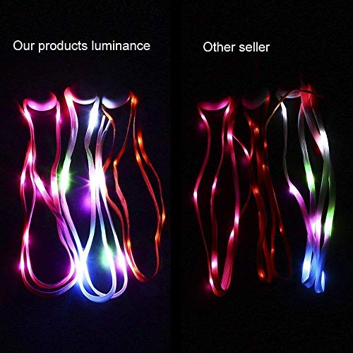 OFKPO 1 Par Cordones de Zapatos LED Multicolor Impermeables con 3 Modos luz Flash para Fiestas Running Deportes ect