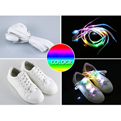 OFKPO 1 Par Cordones de Zapatos LED Multicolor Impermeables con 3 Modos luz Flash para Fiestas Running Deportes ect