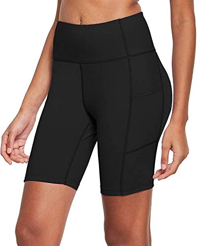 Ogeenier 8" Pantalones Cortos Deporte Mujer, Pantalon Corto Running Fitness Yoga Mallas Cortas con Bolsillos