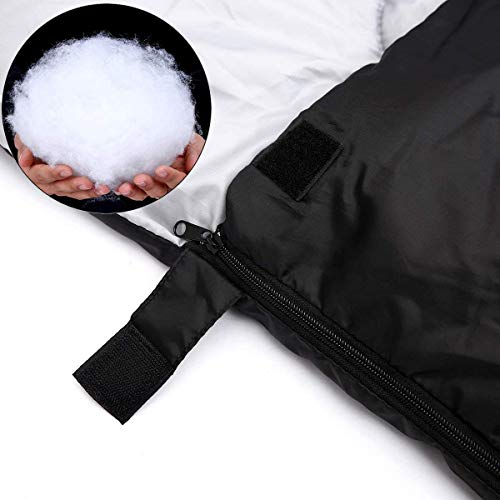 Ohuhu Saco de Dormir Doble Enorme con 2 Almohadas Gratis y una Bolsa de Transporte, Cuatro Doble Tiradores de la Cremallera - Temperatura Cómodo: 0 ° C / 32F ~ 10 ° C / 50F (Negro)