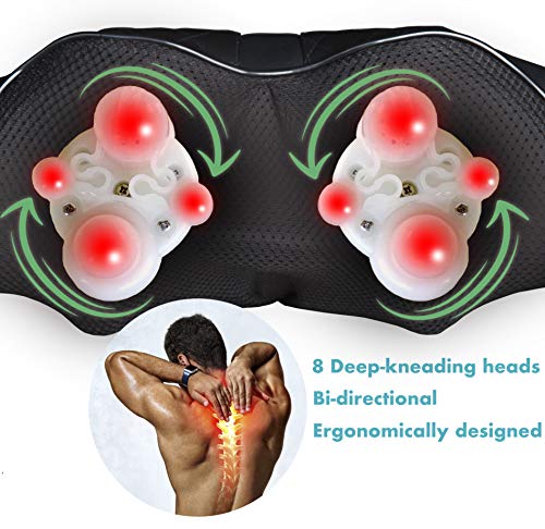 Oliver James Masajeador Cuello y Espalda Electrico Shiatsu - Masajeador cervical y hombros con 3D Rotación y Función de Calor, Alivia el dolor muscular y el estrés en case, oficina, coche o vacaciones