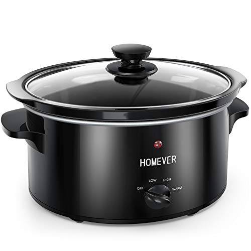 Ollas de Cocción Lenta,Homever 3.5L Slow Cooker con 3 Configuraciones de Temperatura (Alta/Baja/Cálida), Olla de Cerámica extraíble,Negro