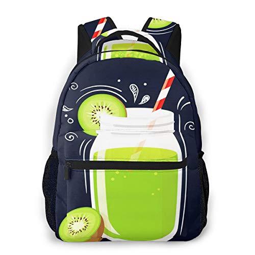 OMQFEW Mochilas Portatil 14 Pulgadas, Resistente al Agua Casual Mochila, Multifuncional Mochila de Gran Capacidad para Hombre Mujer Escolar Trabajo Viajes Batido de Frutas de desintoxicación