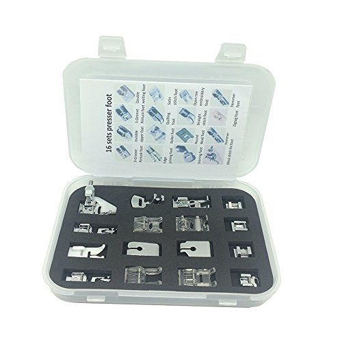 Onerbuy profesional juego de doméstica Máquina de coser prensatelas pie pies Kit de fijación para bajo vástago Brother, Singer, Viking, Janome, simplicidad, Kenmore (16pcs presser foot)