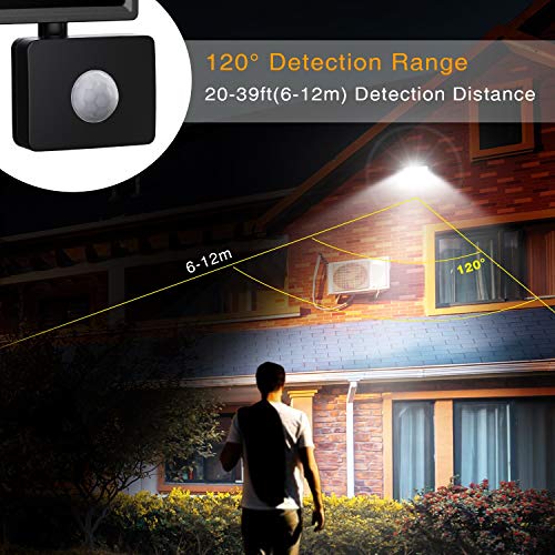 Onforu 20w Foco LED con Sensor de Movimiento (2 Pack), 1800LM Super Potente Iluminación de Seguridad, Impermeable IP66 Proyector Foco LED con Detector, 5000K Blanco Frío Exteriores Jardín Garaje Patio