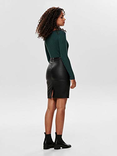 Only onlcelina Faux Leather Midi Skirt Otw Falda, Negro (Black Black), X-Small (Talla del Fabricante: 34) para Mujer