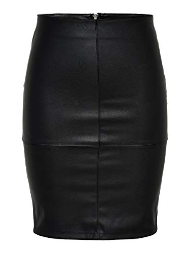 Only onlcelina Faux Leather Midi Skirt Otw Falda, Negro (Black Black), X-Small (Talla del Fabricante: 34) para Mujer