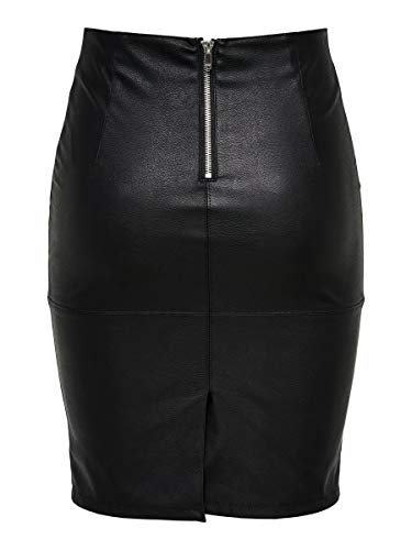 Only onlcelina Faux Leather Midi Skirt Otw Falda, Negro (Black Black), X-Small (Talla del Fabricante: 34) para Mujer