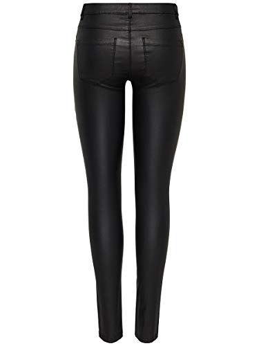 ONLY onlNEW ROYAL REG SK. BIKER COATED NOOS, Pantalones Mujer, Negro (Black), L/L34 (Talla del fabricante: Large)